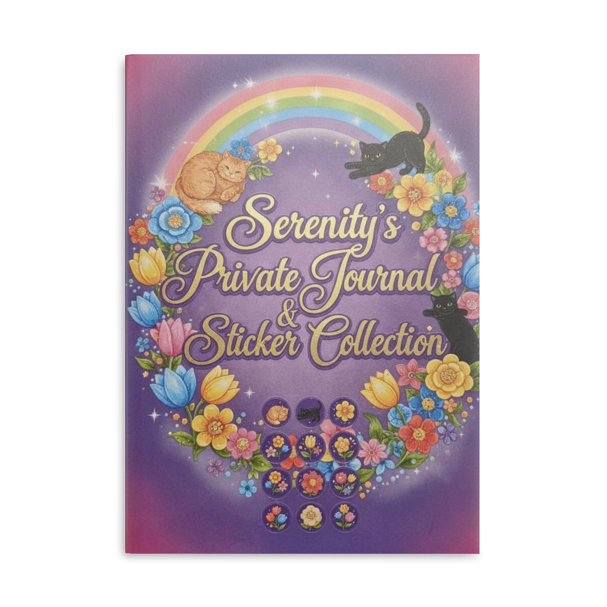 Personalized Serenity Hardcover Notebook — Puffy-Cover Journal & Sticker Book for Girls