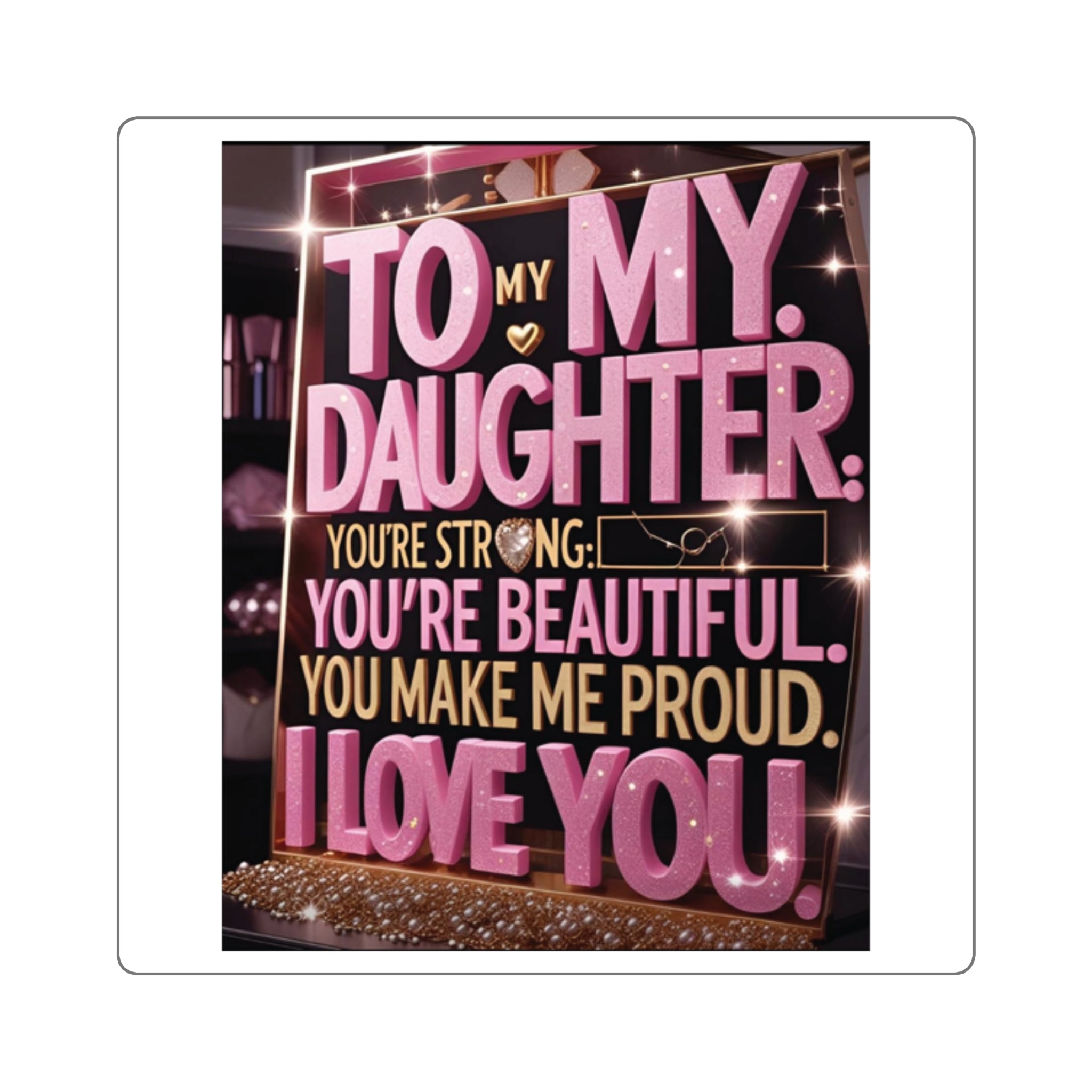 Square Sticker — "To My Daughter, I Love You" Sentimental Gift