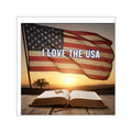 I Love the USA Square Vinyl Sticker — Patriotic American Flag Decal