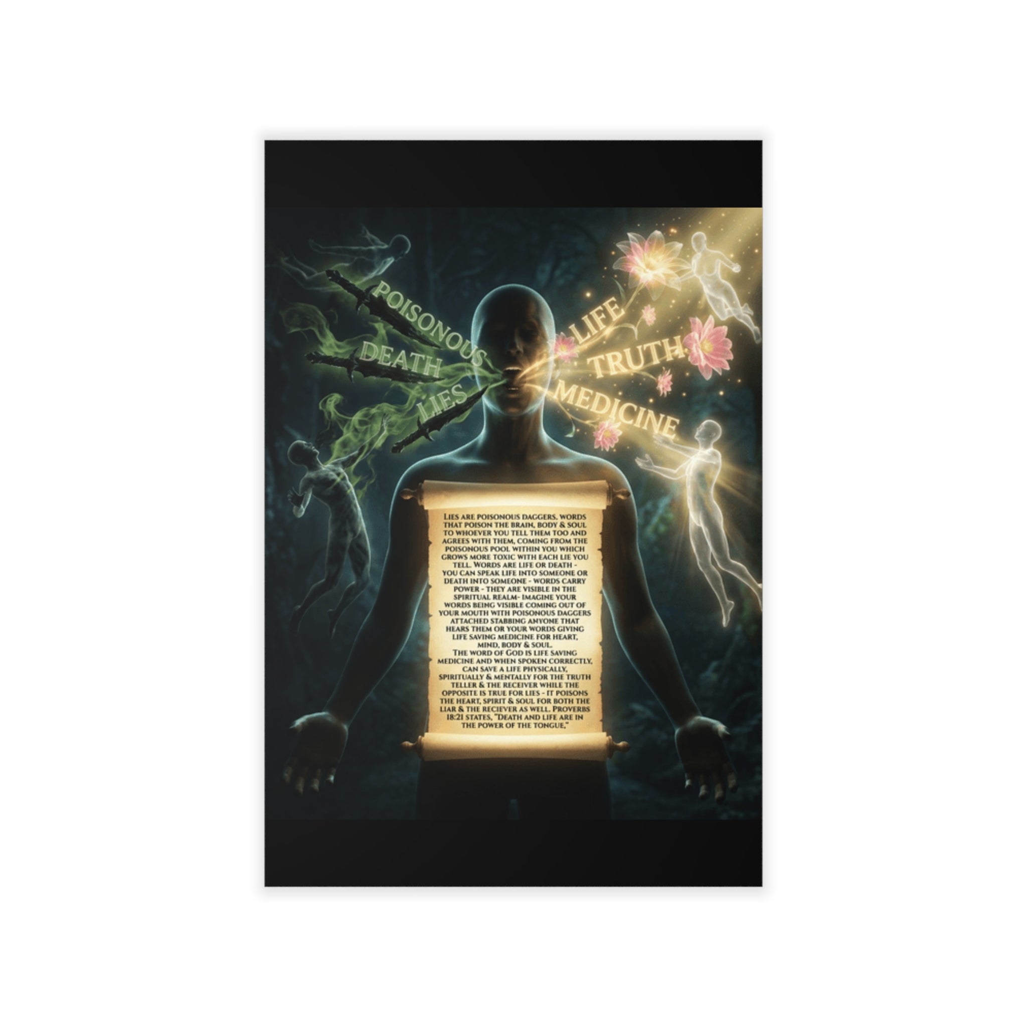 Wall Decal — Mystical Anatomy Poster with Scroll Text (Life, Death, Truth, Medicine)
