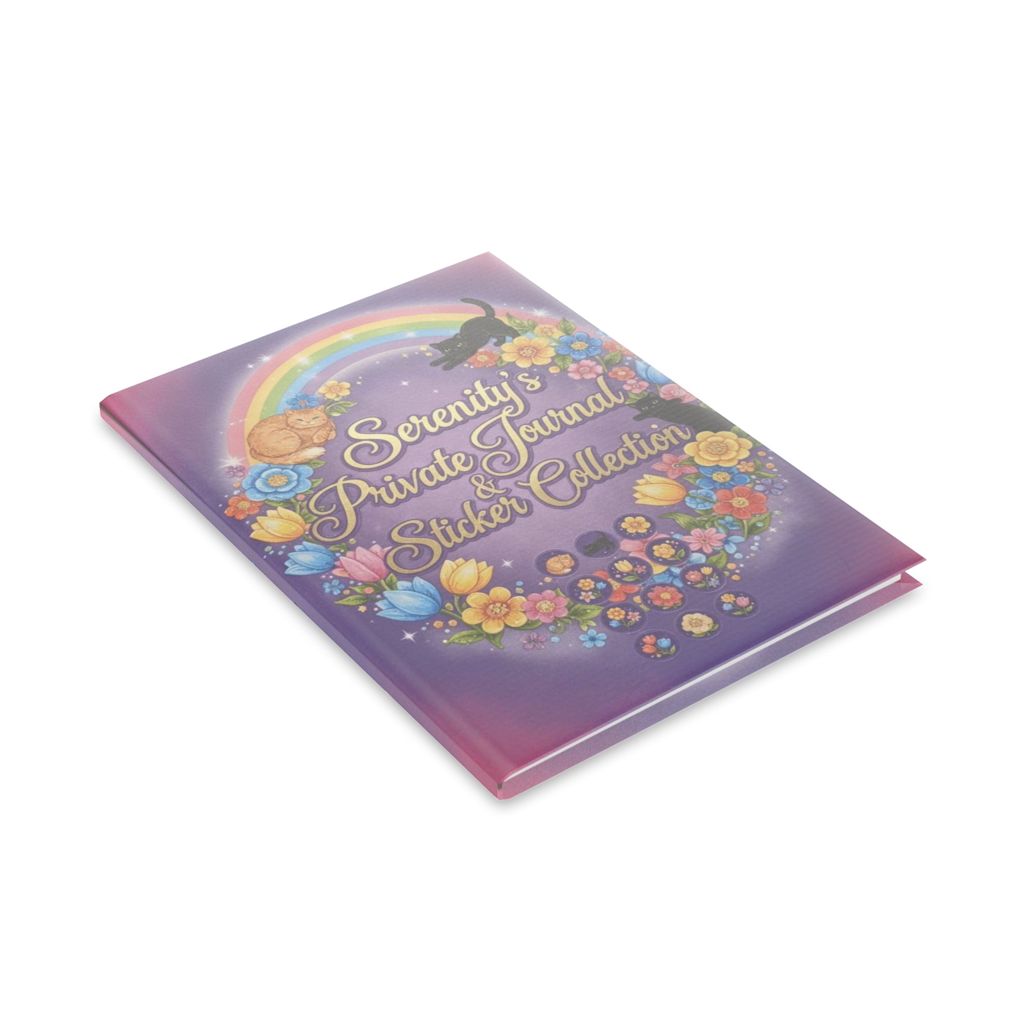 Personalized Serenity Hardcover Notebook — Puffy-Cover Journal & Sticker Book for Girls
