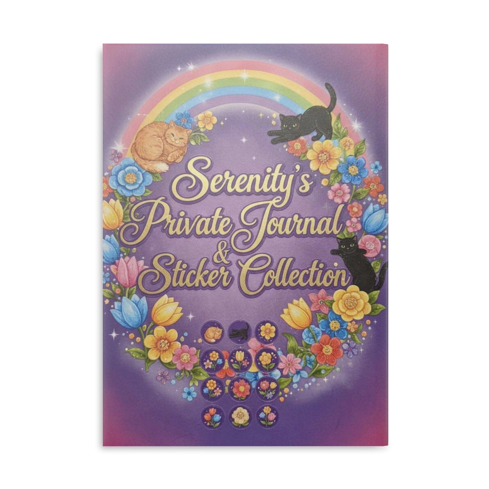 Personalized Serenity Hardcover Notebook — Puffy-Cover Journal & Sticker Book for Girls