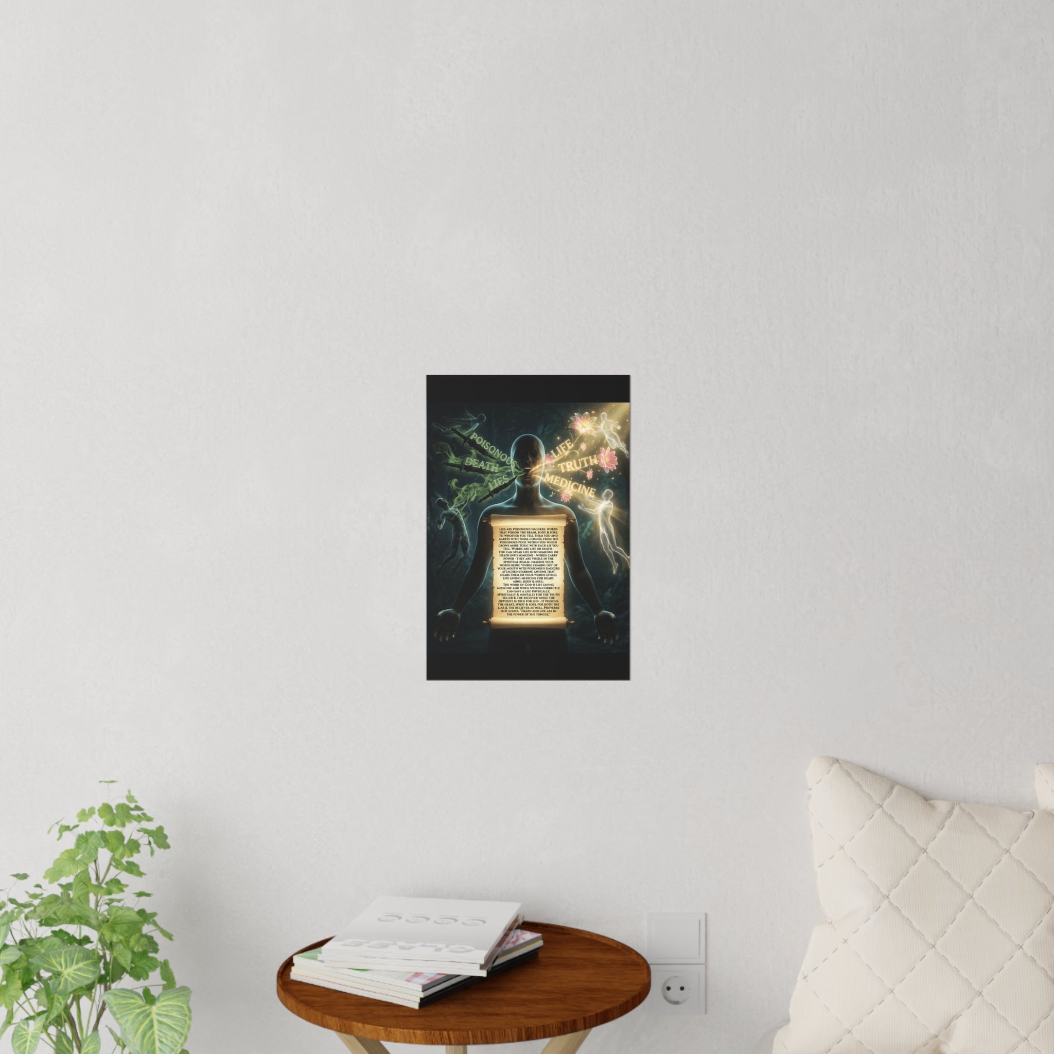Wall Decal — Mystical Anatomy Poster with Scroll Text (Life, Death, Truth, Medicine)