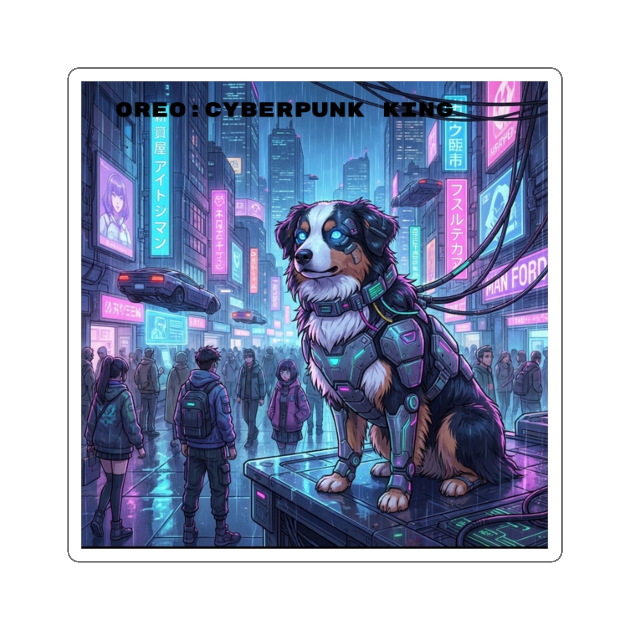 Cyberpunk King Oreo Square Sticker