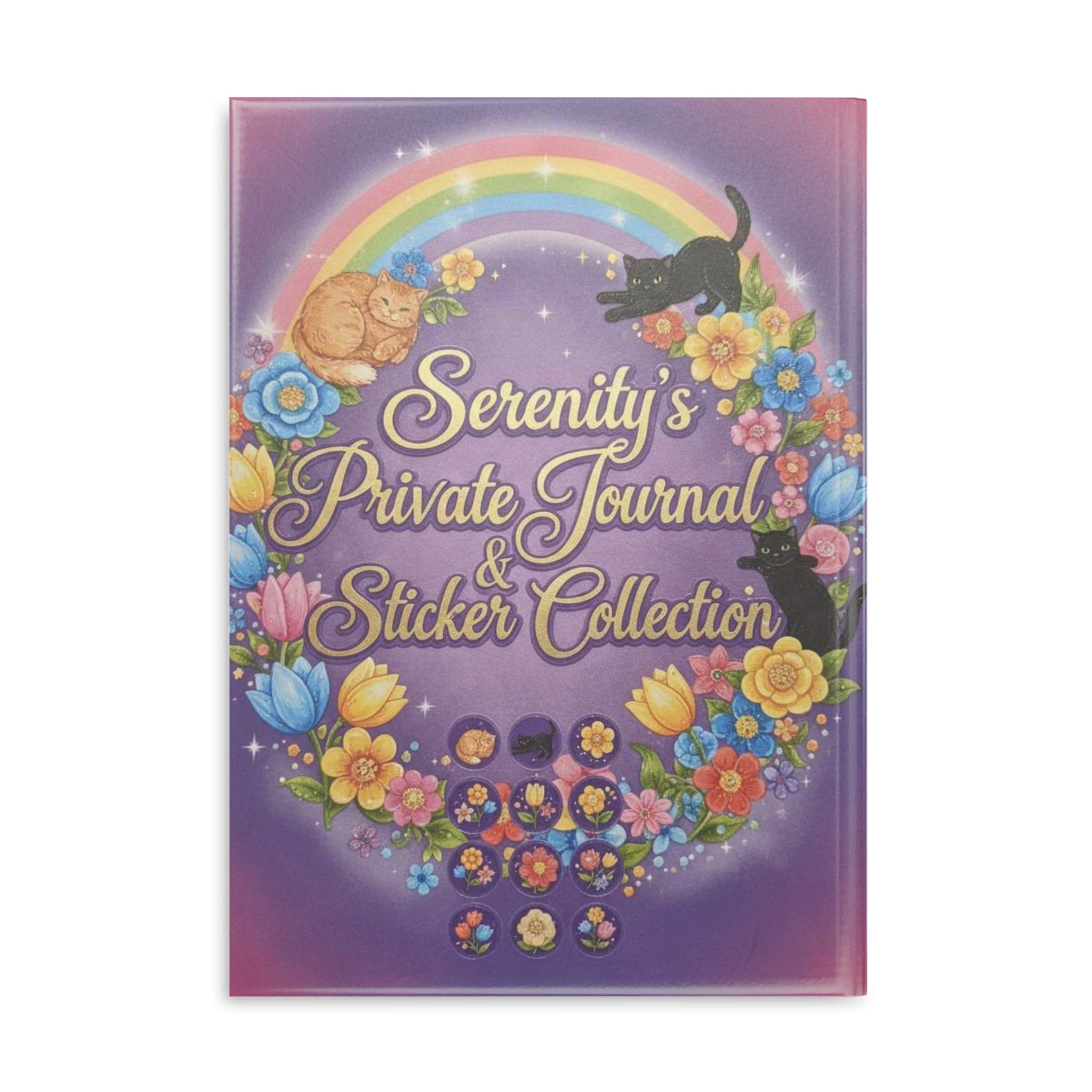 Personalized Serenity Hardcover Notebook — Puffy-Cover Journal & Sticker Book for Girls