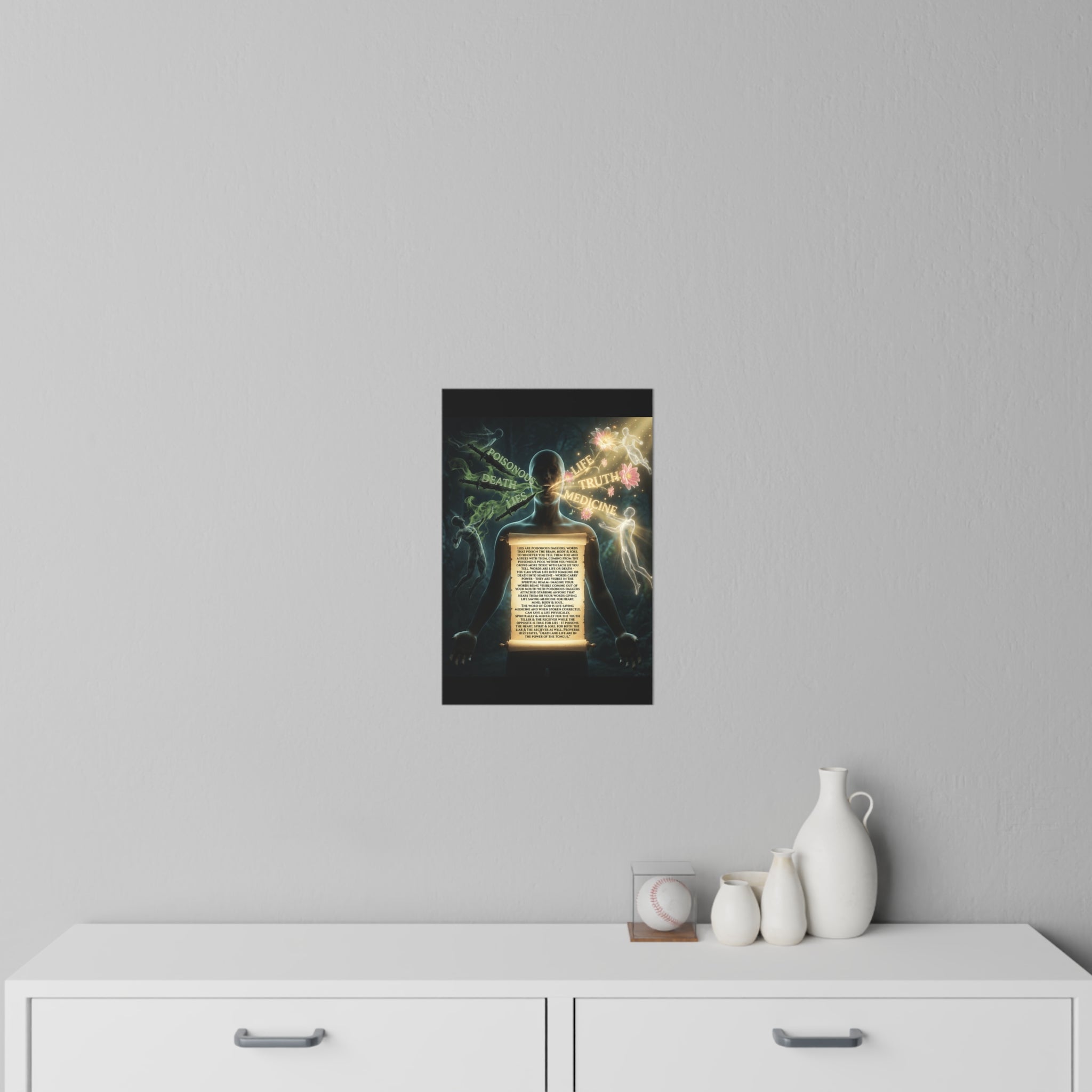 Wall Decal — Mystical Anatomy Poster with Scroll Text (Life, Death, Truth, Medicine)