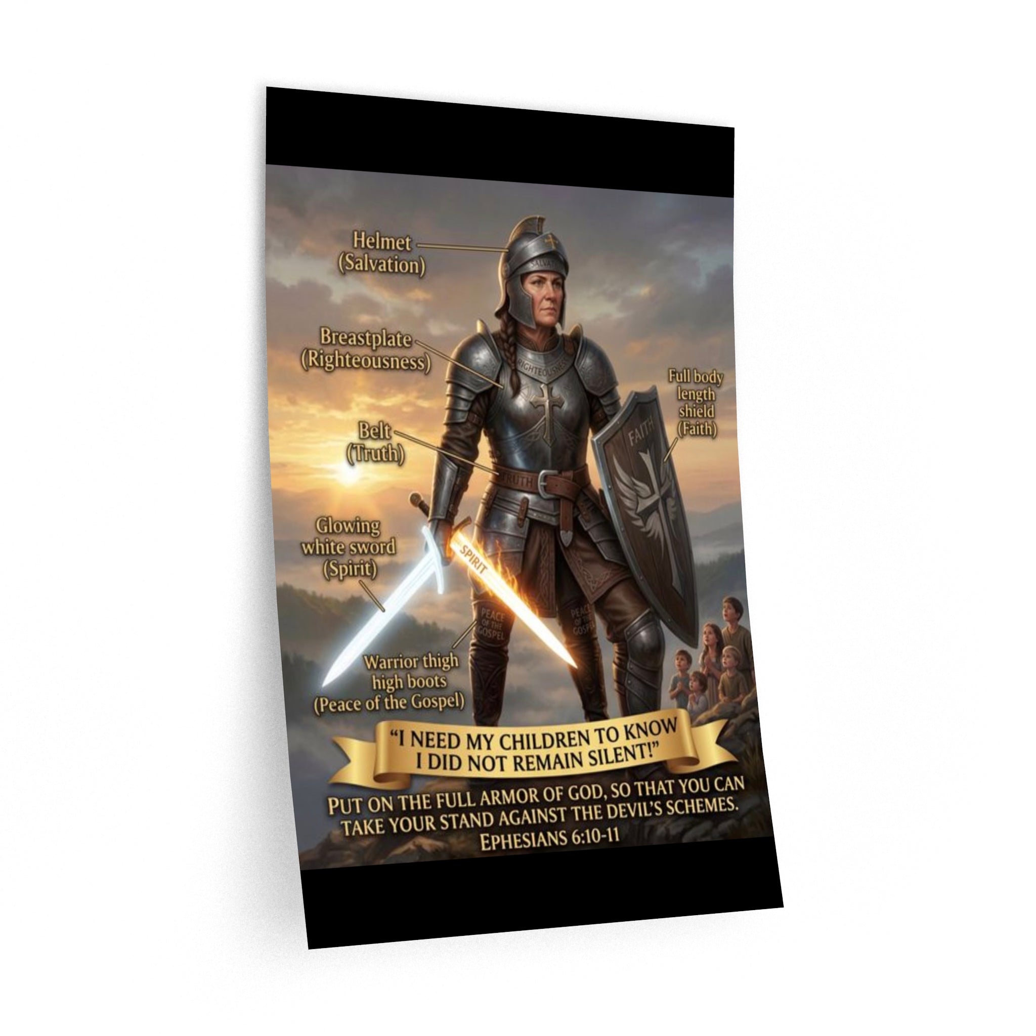Armor of God Wall Decal — Biblical Christian Spiritual Warfare Illustration (Ephesians 6:10-11)