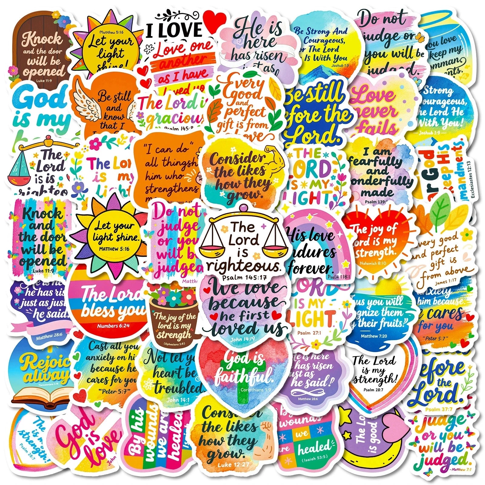 56PCS Cute Bible Inspirational Colorful Graffiti Stickers Inspirational Text Stickers