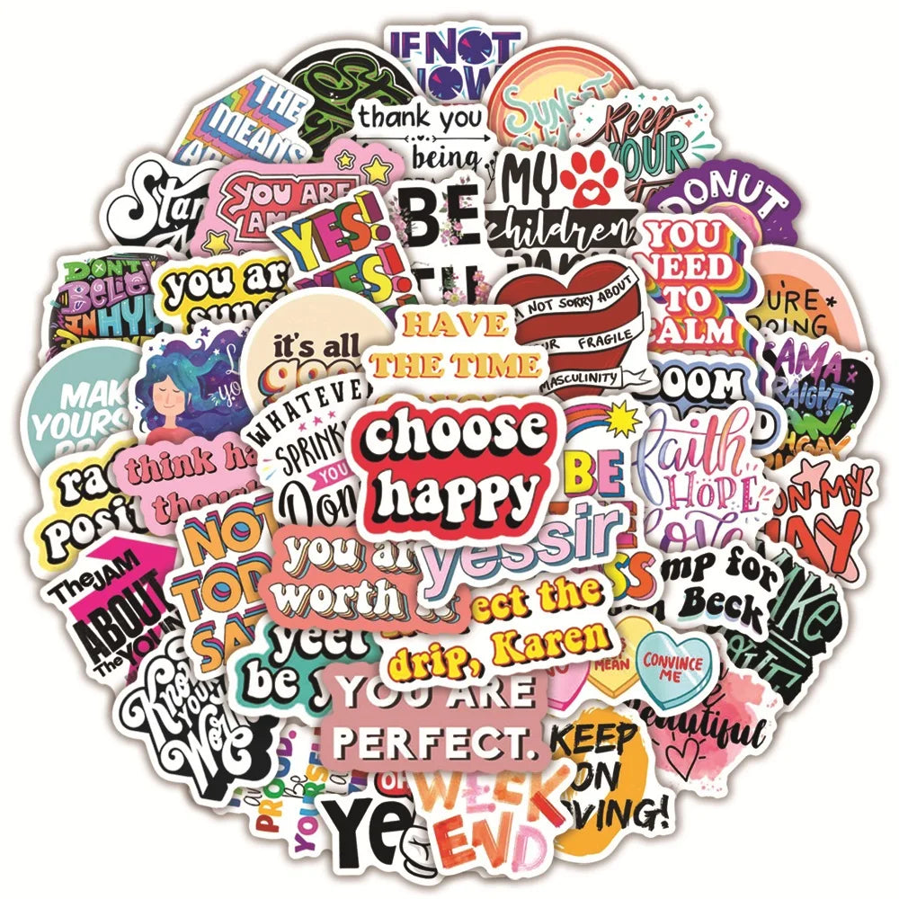 50pcs Inspirational Quote Stickers Vision Board Motivational Sticker for Adults Teens Students Teachers Aesthetic Decals Gift