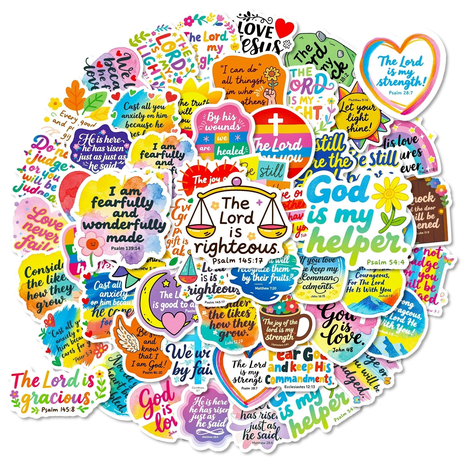 56PCS Cute Bible Inspirational Colorful Graffiti Stickers Inspirational Text Stickers