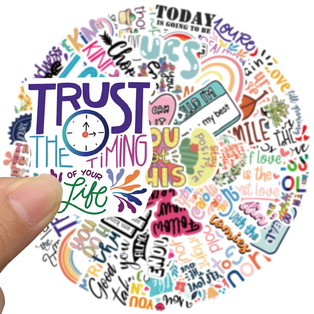 52pcs Inspirational Quote Stickers Pack Positive Decals DIY Laptops Water Bottles Phones Decorative Stickers Perfect for Gift